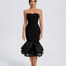 Strapless Tiered Ruffle Hem Bandage Dress