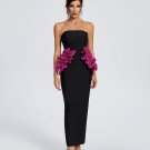 Pleated Ornamented Bandage Long Dress