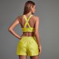 Jacquard Plunge Neckline Shorts Suit