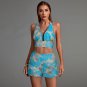 Jacquard Plunge Neckline Shorts Suit