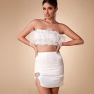 White Feather Bodycon Set