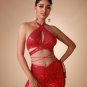 Halter Sequin Hollow out Two Piece Set