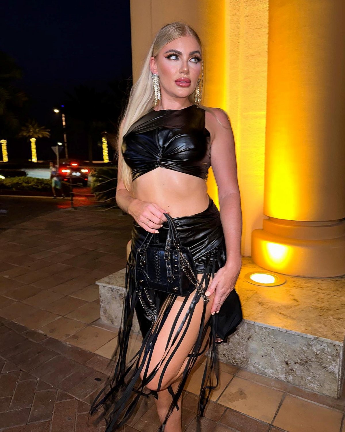 Faux Leather Fringe Two Piece Set