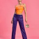 Purple Sequin Pants and Feather Corset Set