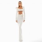 Square Collar Long Sleeve Floral Maxi Bandage Set
