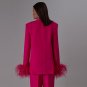 V Neck Long Sleeve Feather Suit