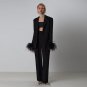 V Neck Long Sleeve Feather Suit