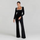 Square Collar Plain Bandage Jumpsuit