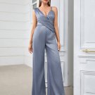 V Neck Sleeveless Pure Color Bodycon Jumpsuit