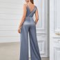 V Neck Sleeveless Pure Color Bodycon Jumpsuit