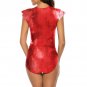 Round Neck Short Sleeve Stretchy Bodycon Swimsuit