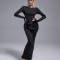 Ruched Skirt Round Neck Open Back Bodycon Set