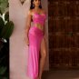 Halter Top and High Split Skirt Rhinestone Set