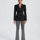 Pure Black Blazer and Rhinestone Pants Set