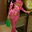 Round Neck Long Sleeve Floral Bodycon Set