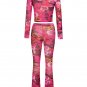 Round Neck Long Sleeve Floral Bodycon Set