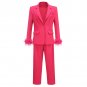 V Neck Long Sleeve Feather Suit