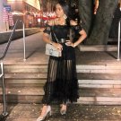 Off Shoulder Short Sleeve Lace Maxi Bodycon Dress