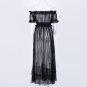 Off Shoulder Short Sleeve Lace Maxi Bodycon Dress