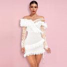Off Shoulder Asymmetrical Frill Mini Dress