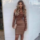 Off Shoulder Long Sleeve Ruched Mini Bodycon Dress