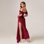 Off Shoulder Split Thigh Velvet Prom Dress