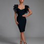 Elegant Puff Sleeve Tulle Midi Bandage Dress