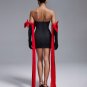 Black Backless Mini Dress With Bow Gloves