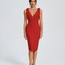 V-neck Floral Embellished Bandage Dress