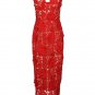 Strapless Floral Applique Midi Dress