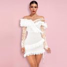 Off Shoulder Asymmetrical Frill Mini Dress