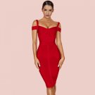 Strappy Short Sleeve Striped Over Knee Bandage Dress