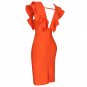 V Neck Sleeveless Frill Over Knee Bandage Dress