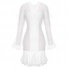 Round Neck Long Sleeve Plaid Mini Bandage Dress