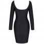 Square Collar Long Sleeve Plain Midi Bandage Dress