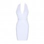 Halter Sleeveless Striped Midi Bandage Dress