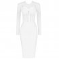 Round Neck Long Sleeve Lace Over Knee Bandage Dress