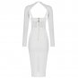 Round Neck Long Sleeve Lace Over Knee Bandage Dress