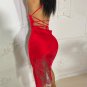 Lace Patchwork Women Satin Sexy Party Club Strapless Midi Dress