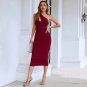One Shoulder Sleeveless Midi Wrinkled Bandage Dress