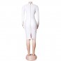 Round Neck Long Sleeve Midi Frill Bandage Dress