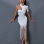 Asymmetric Tassels Maxi Bandage Dress
