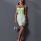 Green Striped Strap Bandage Dress