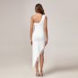 Asymmetrical Feather Trim Bandage Dress