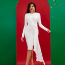 Round Neck Draped Frill Bandage Dress