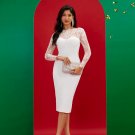 White Lace  Backless Bandage Dress