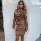 Off Shoulder Long Sleeve Ruched Mini Bodycon Dress