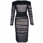 Off Shoulder Long Sleeve Ruched Mini Bodycon Dress