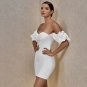 Off Shoulder Short Sleeve Backless Mini Bandage Dress