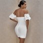 Off Shoulder Short Sleeve Backless Mini Bandage Dress